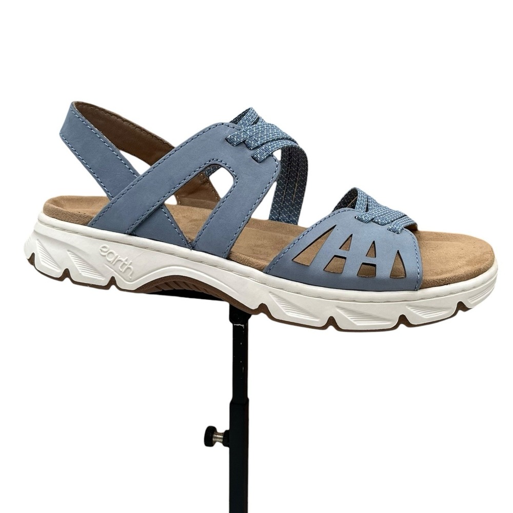 Earth Womens Vernon Strappy Sandals Size 7 (Fits like 7.5) Light Blue Stretchy